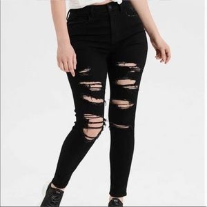 American Eagle Ripped Black Jeggings